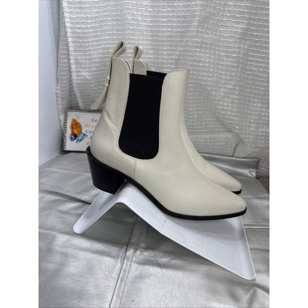 (E2) FRAME Women Le Lexington Off White Leather Chelsea Boot SIZE 38,5 - Picture 5 of 11